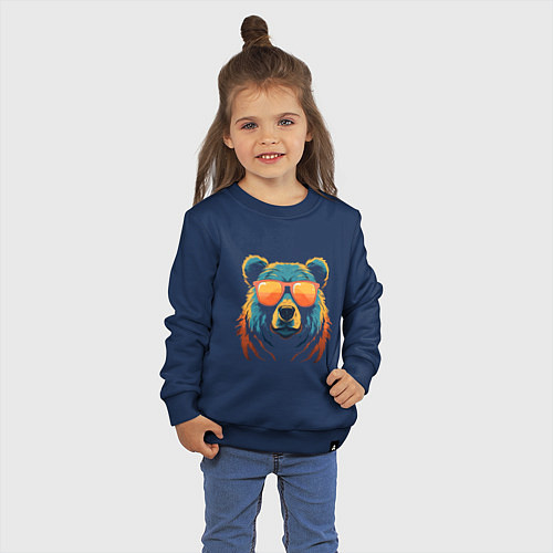 Детский свитшот Медведь в оранжевых очках / Тёмно-синий – фото 3