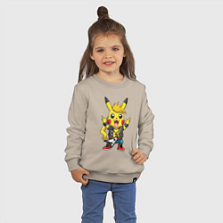 Свитшот хлопковый детский Пикачу в рок стиле, цвет: миндальный — фото 2