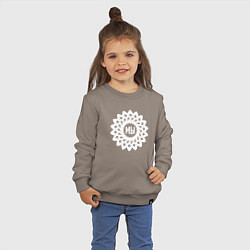 Свитшот хлопковый детский Мы в круговом орнаменте из белых рук, цвет: утренний латте — фото 2