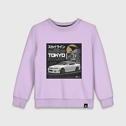Свитшот хлопковый детский Nissan Skyline годзила, цвет: лаванда