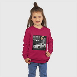 Свитшот хлопковый детский Nissan Skyline годзила, цвет: маджента — фото 2