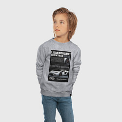 Свитшот хлопковый детский Lamborghini countach, цвет: меланж — фото 2