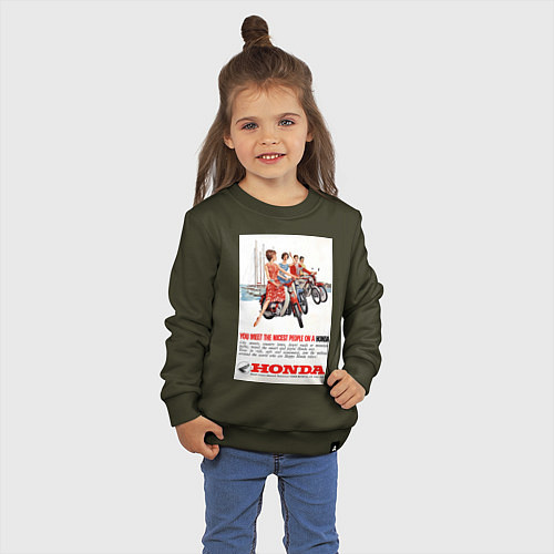 Детский свитшот Honda мотоцикл / Хаки – фото 3