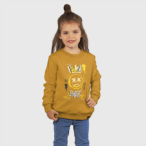 Детский свитшот Фальшивая улыбка / Горчичный – фото 3