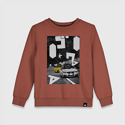 Свитшот хлопковый детский BMW автомобиль initial d, цвет: кирпичный