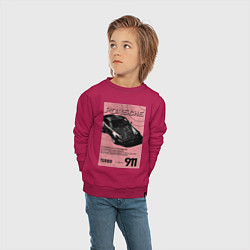 Свитшот хлопковый детский Porsche 911 авто, цвет: маджента — фото 2