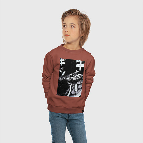 Детский свитшот Гонки манга / Кирпичный – фото 4