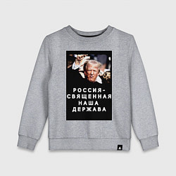 Свитшот хлопковый детский Мем Трамп после покушения Россия держава, цвет: меланж