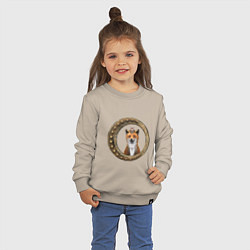 Свитшот хлопковый детский Стимпанк лис в рамке, цвет: миндальный — фото 2