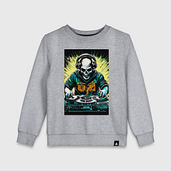 Свитшот хлопковый детский Диджей скелет, цвет: меланж