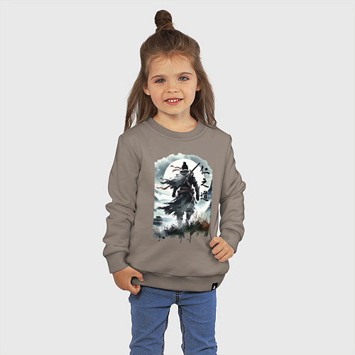 Детский свитшот Призрак Цусимы - Японский самурай / Утренний латте – фото 3