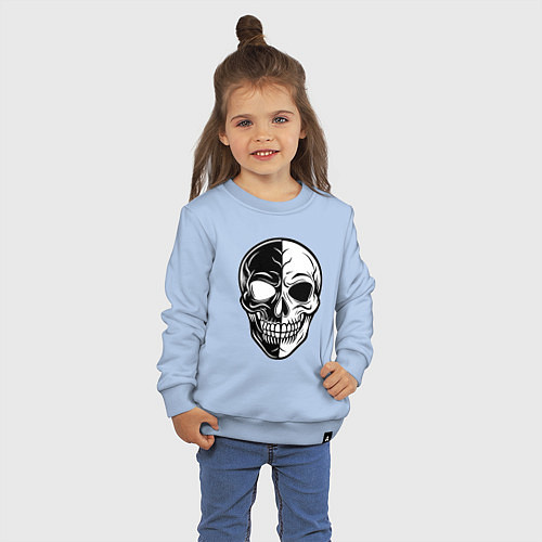 Детский свитшот Черно белый череп / Мягкое небо – фото 3