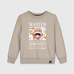 Свитшот хлопковый детский Monkey D Luffy - wanted, цвет: миндальный