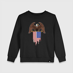 Свитшот хлопковый детский Орёл с американским флагом, цвет: черный