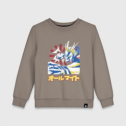 Свитшот хлопковый детский Моя геройская академия Всемогущий удар, цвет: утренний латте