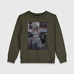 Свитшот хлопковый детский Художественный творческий беспорядок, цвет: хаки