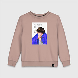 Свитшот хлопковый детский Мин юнги масло, цвет: пыльно-розовый
