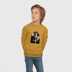 Свитшот хлопковый детский Kang Yeosang Ateez, цвет: горчичный — фото 2