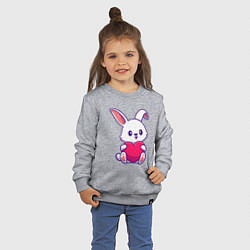 Свитшот хлопковый детский Heart rabbit, цвет: меланж — фото 2