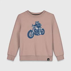 Свитшот хлопковый детский Питбуль байкер на чоппере мотоцикле, цвет: пыльно-розовый
