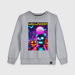 Свитшот хлопковый детский Minecraft and halloween- vaporwave, цвет: меланж