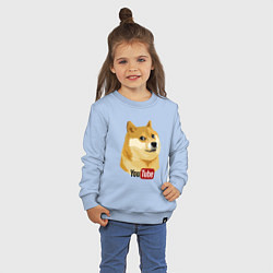 Свитшот хлопковый детский Пес мем жду ютуб, цвет: мягкое небо — фото 2