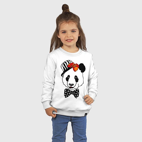 Детский свитшот Панда с маками / Белый – фото 3