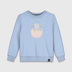 Свитшот хлопковый детский Elephant on the moon, цвет: мягкое небо
