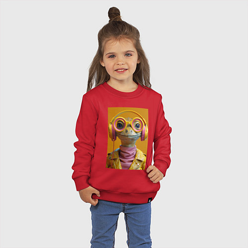 Детский свитшот Змея-меломан / Красный – фото 3