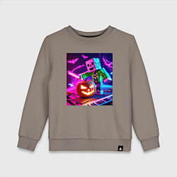 Свитшот хлопковый детский Хэллоуин и Майнкрафт - коллаба, цвет: утренний латте
