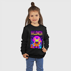 Свитшот хлопковый детский Pikachu - halloween vaporwave, цвет: черный — фото 2