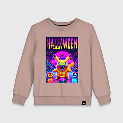 Свитшот хлопковый детский Pikachu - halloween vaporwave, цвет: пыльно-розовый