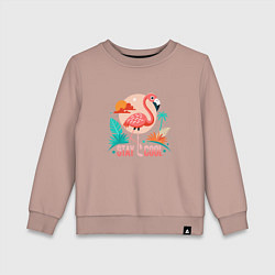 Свитшот хлопковый детский Тропический фламинго, цвет: пыльно-розовый