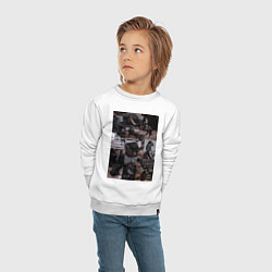 Свитшот хлопковый детский Конный спорт коллаж, цвет: белый — фото 2