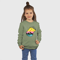 Свитшот хлопковый детский Лесной медведь и человек, цвет: авокадо — фото 2