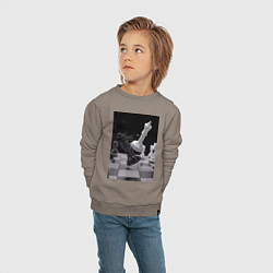 Свитшот хлопковый детский Шахматы эстетика, цвет: утренний латте — фото 2