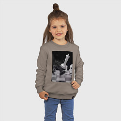 Свитшот хлопковый детский Шахматы эстетика, цвет: утренний латте — фото 2