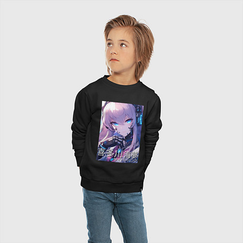 Детский свитшот Marin Kitagawa cyberpunk - collaboration / Черный – фото 4