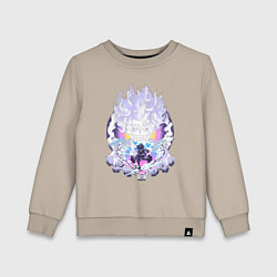 Свитшот хлопковый детский Ван-Пис Луффи йонко, цвет: миндальный