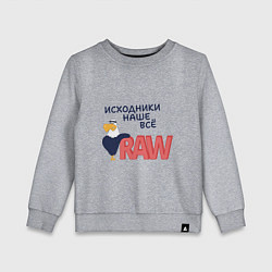 Свитшот хлопковый детский Исходники наше всё raw, цвет: меланж