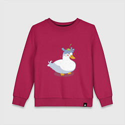 Свитшот хлопковый детский Милая уточка гусь с цветочком на голове, цвет: маджента