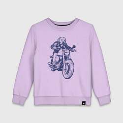 Свитшот хлопковый детский Лабрадор байкер на мотоцикле чоппере, цвет: лаванда