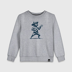 Свитшот хлопковый детский Питбуль играет на гитаре укулеле мексиканской, цвет: меланж