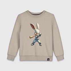 Свитшот хлопковый детский Бейсбольный зайчик, цвет: миндальный