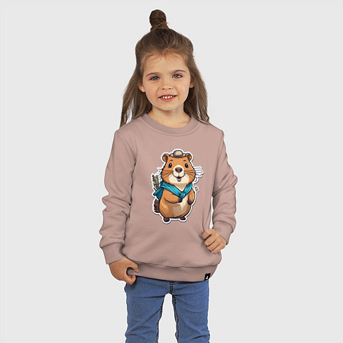 Детский свитшот Счастливая капибара / Пыльно-розовый – фото 3