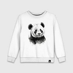 Свитшот хлопковый детский Панда портрет черно белый, цвет: белый