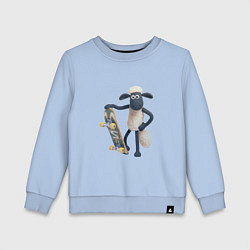 Свитшот хлопковый детский Барашек Шон со скейтом, цвет: мягкое небо