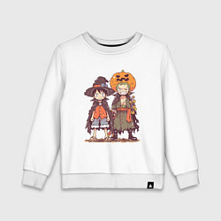 Свитшот хлопковый детский Luffy и Zoro в хэлуинском костюме, цвет: белый