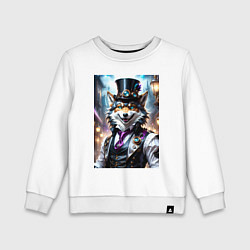 Свитшот хлопковый детский Стимпанк волк, цвет: белый