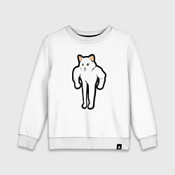 Свитшот хлопковый детский Кот качок, цвет: белый